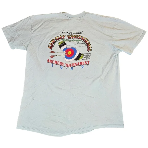 Vintage Distressed 1989 Archery Tournament Kam Day Maui, Hawaii Mens XL Shirt - Picture 1 of 9